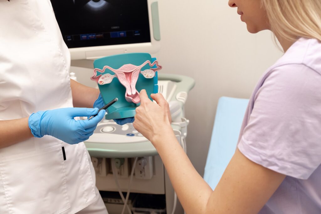 A young woman at a gynecologist's consultation.Women's health.